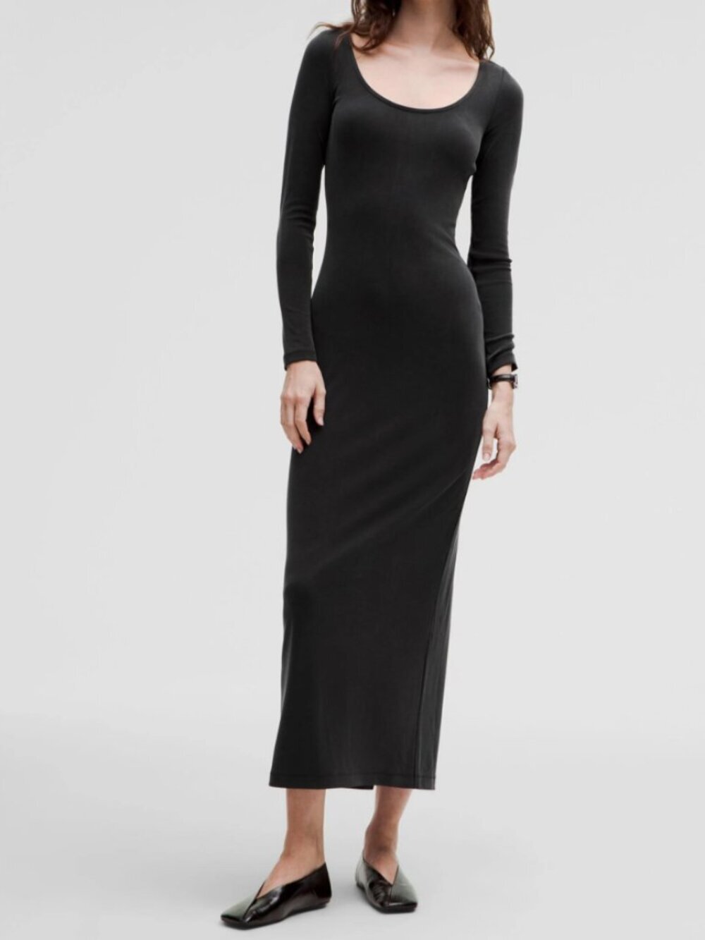 Lululemon Soft Jersey Long Sleeve Maxi Dress Black Size M